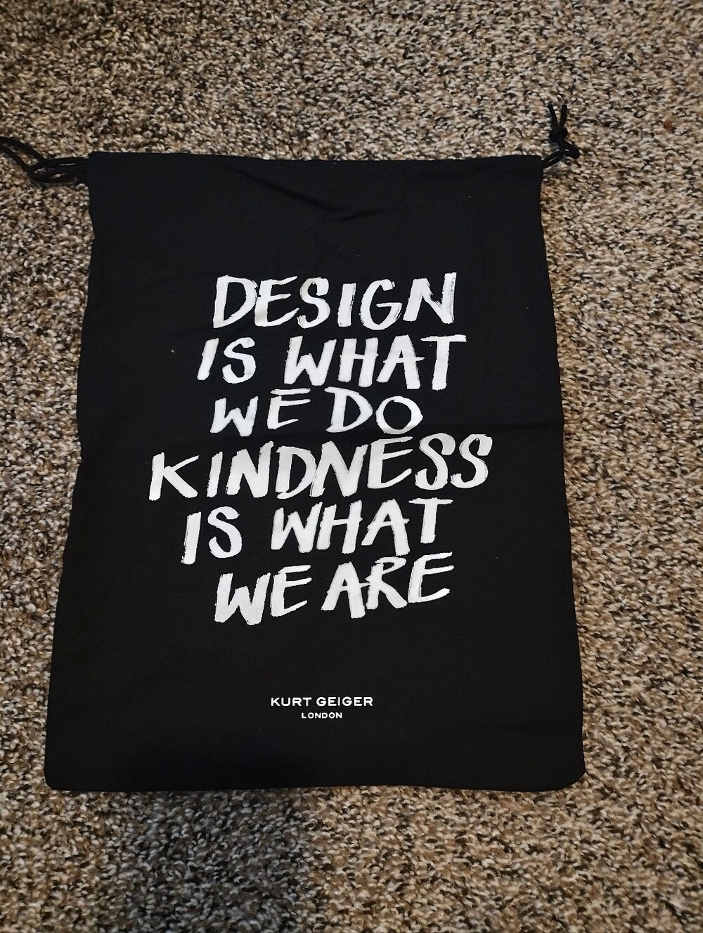 Kurt Geiger Black Drawstring Dust Bag with White Typography